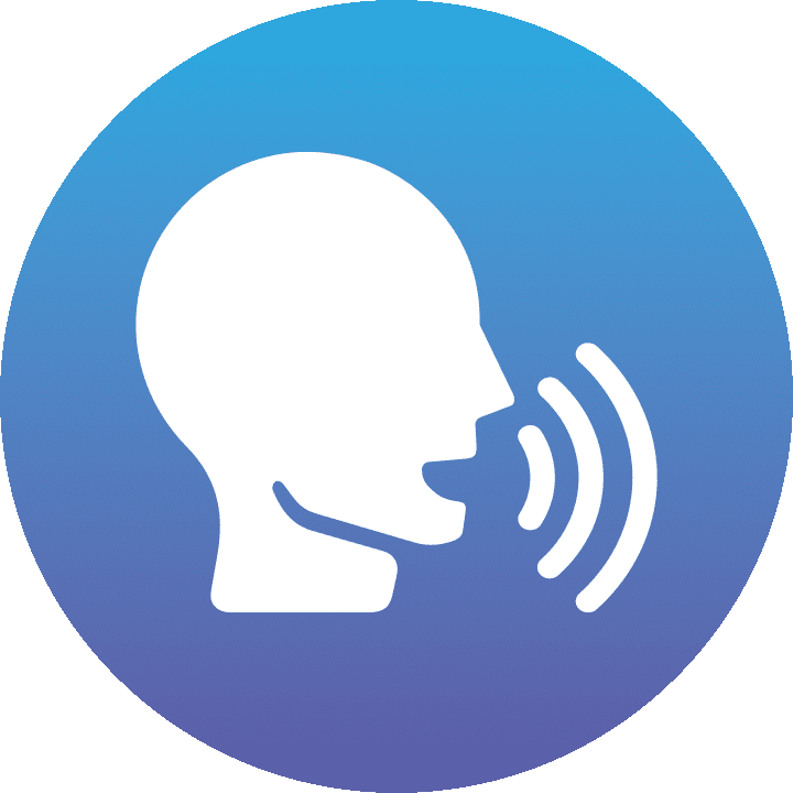 Silhouette of a person's head speaking